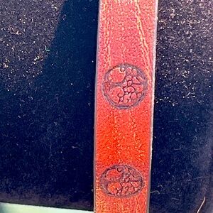 Red Leather Bracelet with Circular Design
